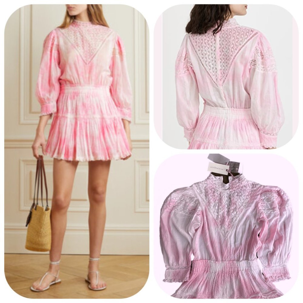 NWT Love Shack Fancy Viola Dress in Island Pink Hand Dye